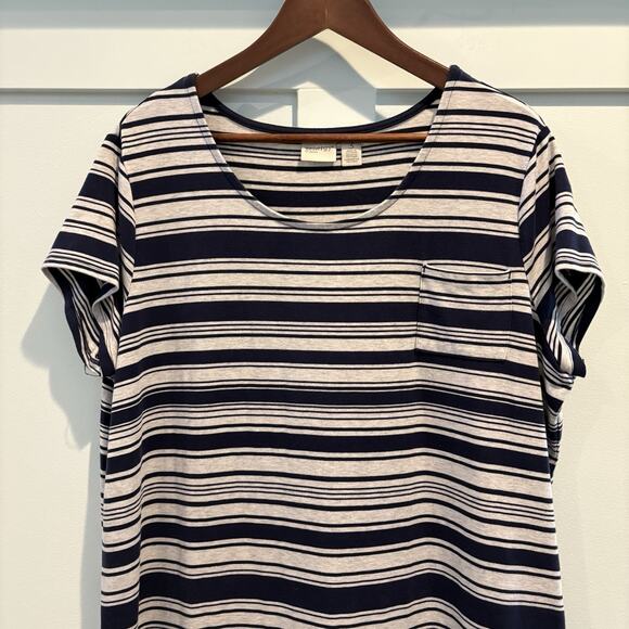 Zenergy Chico’s Maxi Dress Women XL (3) Blue White Stripe Nautical Sailor Cruise - Picture 4 of 15